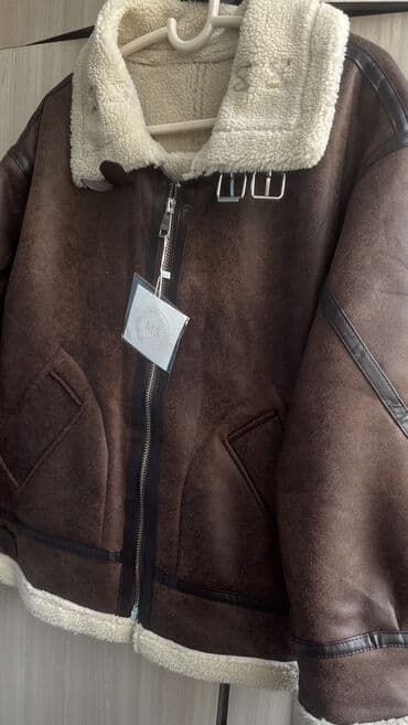 кожанный бомбер: Дублёнка-пилот (aviator) коричневого цвета. - Материал верха — 4