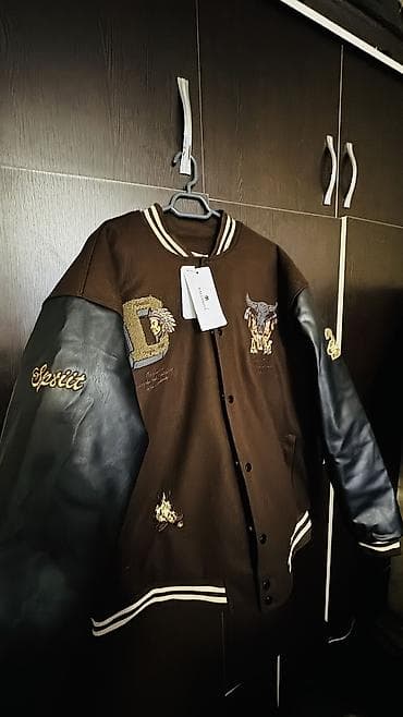 m 65: Варсити-куртка с крупной вышивкой - Цвет: темно-коричневый корпус — 7