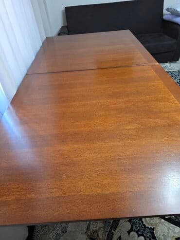 раздвижной полированный стол: Ашкана үчүн үстөл, Тик бурчтуу, Бүктөлүүчү — 1