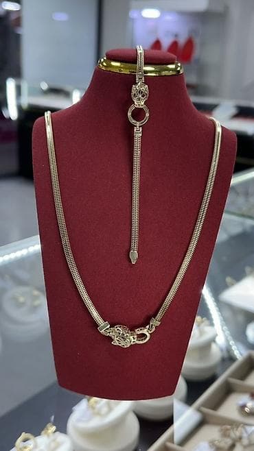 серебро цепочки: Набор украшений, Проба 585, Новый, Цвет металла: Желтый — 1