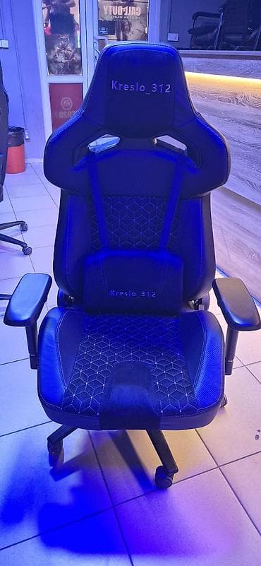 игровое компьютерное кресло: Игровое кресло, Новый, С колесиками, цвет - Черный, Экокожа — 3