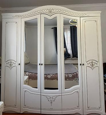 Спальный гарнитур, Б/у, Шкаф, Двуспальная кровать, Комод, Россия, Дерево, Самовывоз, цвет - Белый