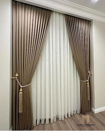 шторы занавески гардины ламбрекены: Комплект портьер с тюлем для гостиной/спальни. - Двуслойное — 1