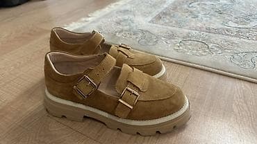 Лоферы женские на массивной подошве - Материал верха: мягкая замша