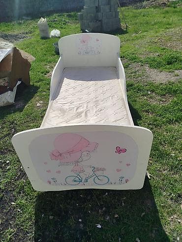 Детская односпальная кровать, Для девочки, С матрасом, ДСП