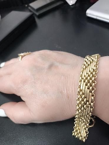 пара браслет: Широкий золотой браслет-панцирь 585 пр.20 см - Материал: жёлтое — 3