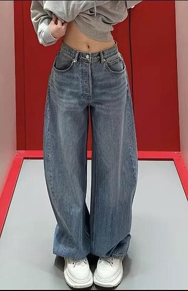 карго джинсы: Широкие джинсы карго-силуэта - Фасон: ультра-широкие штанины — 1