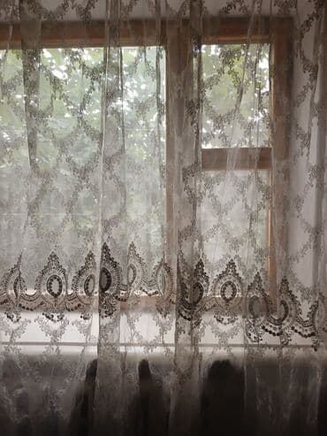 купить цветы оптом бишкек: Тюль капроновая с рисунком б/у,цвет:айвори,Турция ширина-7м30см — 3