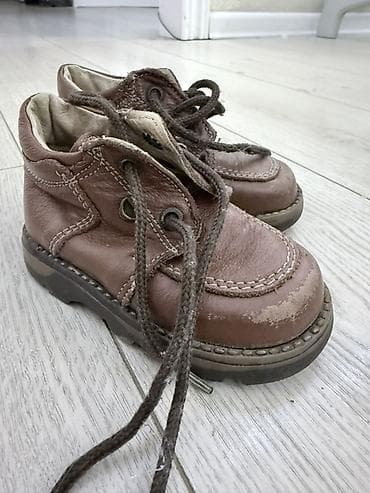 обувь туфли: Детские кожаные ботинки, коричневые, на шнуровке. - Верх: натуральная — 1