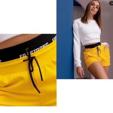 женские шорты с завышенной талией: Спортивные шорты, Облегающая модель, На высокой талии, M — 1