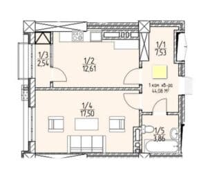 продаю дом в рассрочку в караколе: 1 бөлмө, 44 кв. м, Элитка, 8 кабат, ПСО (өзү оңдоп түзөтүп бүтүү үчүн) — 3