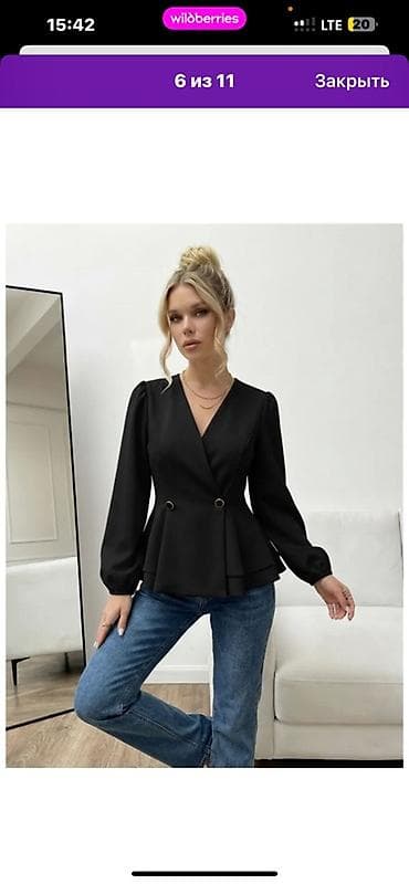 pull bear: Блузка, Однотонный, На запах — 1
