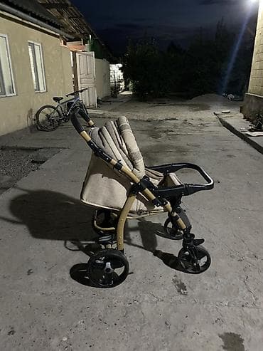 кожаные балетки: Прогулочная коляска для города - Цвет: бежевый текстиль, рама — 3