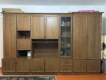 мебель исфана: Секция-гостиная (стенка) из ЛДСП под натуральное дерево, классический — 1