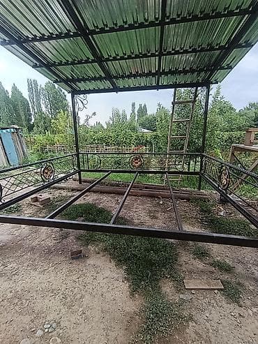 Садовые качели Металл, Со спинкой, С крышей — 6