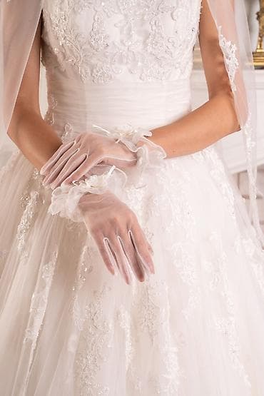 на свадьбу: Свадебное платье, С фатой, Фатин, Пышное, Кружево, Новый — 8