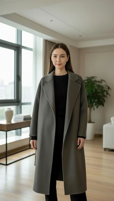 обувь ручной работы бишкек: Пальто, Халат, Осень-весна, Кашемир, Длинная модель, Без подкладки, С поясом, M — 1