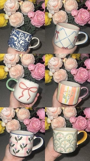 kinder сюрприз: Керамические кружки с цветочными и романтичными принтами — выбор для — 1