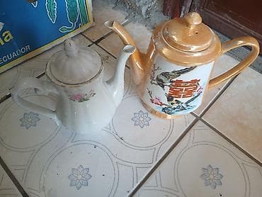 стеклянные чайники: Набор из двух чайников: - Керамический/фарфоровый чайник с декором в — 1