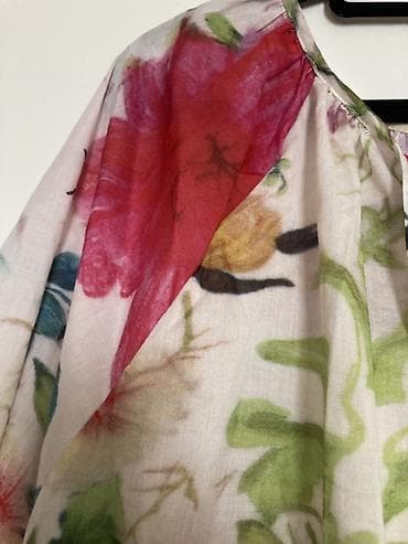 радуга вечт: Блузка женская с цветочным принтом - Легкая полупрозрачная ткань (по — 4