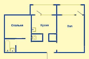 бишкек квартира восток 5: 2 бөлмө, 53 м², 106-серия, 1 кабат — 6