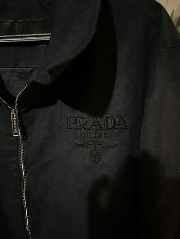 prada: Куртка на молнии Prada Milano, черная - Лаконичный дизайн: прямой — 3