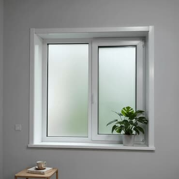 двери на балкон: ПВХ-окно с двухстворчатой конструкцией и матовыми стеклопакетами — 1