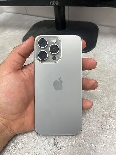 Техника и электроника: IPhone 15 Pro Max, Б/у, 256 ГБ, Natural Titanium, Чехол, 85 % — 2
