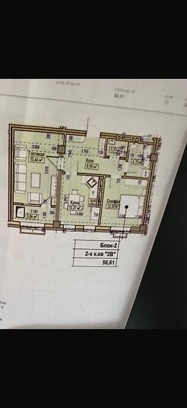2 комнаты, 56 м², Элитка, Технопарк Элитка, 11 этаж, ПСО (под самоотделку) — 1