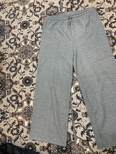 двойка брюки и кофта: Серые прямые брюки - Цвет: серый меланж - Посадка: на резинке по — 2