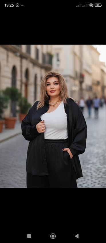 Прокат одежды: Стильный женский комплект в черном цвете для размеров plus size — 1