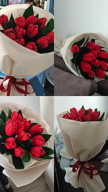 крафт бумага: Букет из бумаги тюльпаны - Состав: ручные тюльпаны из гофрированной — 5