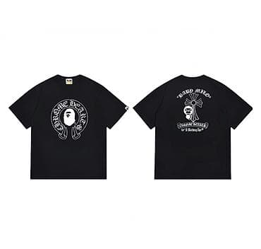 nike tech: Футболка черная унисекс с принтами Chrome Hearts x A Bathing Ape (Baby — 3