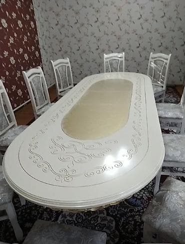 Стол и стул для зала, цвет - Белый