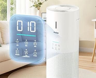воздухо: Увлажнитель воздуха Haier, Традиционный, Напольный, Подсветка экрана, Таймер, Гигростат — 3