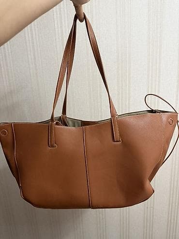 Женская сумка-тоут из эко-кожи, цвет коньячный