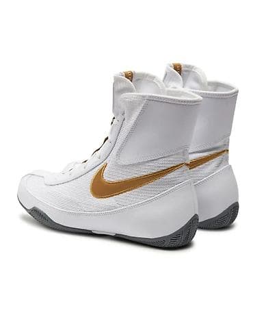 Боксерские ботинки Nike (высокие) - Цвет: белый с золотистым Swoosh