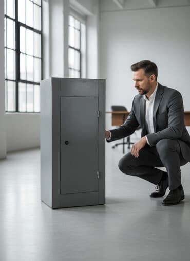 односпальные кровати с ящиками бишкек: Металлический шкаф-сейф серого цвета - Материал: сталь, сварная — 1