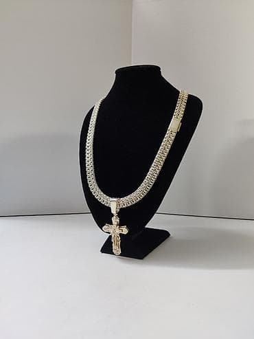 мужские серебряные цепочки: Серебряная цепь Двойной Бисмарк с Ромбовидными вставками Серебро 925 — 2