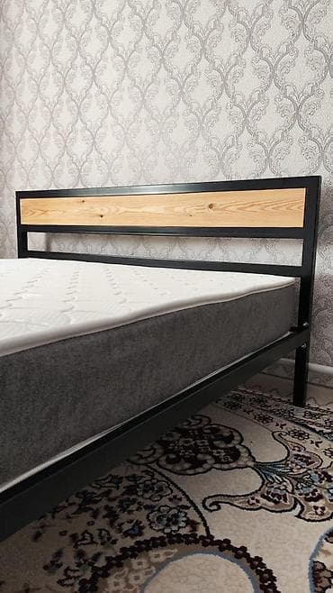 Мебель: Кровать стиле лофт на заказ Металлическая кровать с деревянной — 2