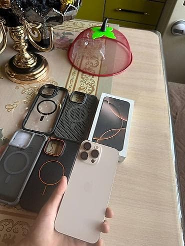 IPhone 16 Pro Max, Б/у, 256 ГБ, Desert Titanium, Чехол, Коробка, 89 %