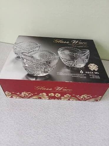 стеклянные посуды: Вазы хрустальные новые по пять штук в коробке. Набор больших ваз - — 1