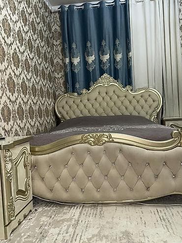 колуны купить: Спальный гарнитур, Б/у, Двуспальная кровать, Трюмо, Тумба, цвет - Бежевый — 7