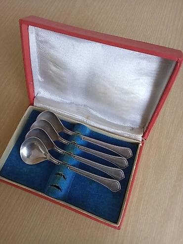 серебряные ложки: Мельхиоровые столовые приборы МНЦ СССР: лопатка + ложка чайная - — 5