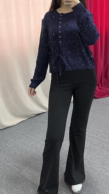 Кардиганы: Кофта +Клёш лосины - Модель: укороченный кардиган на пуговицах - — 3