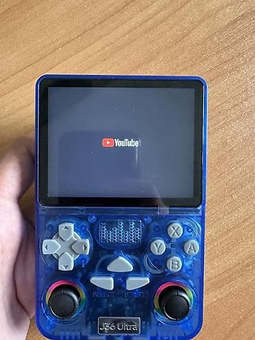 Техника и электроника: Портативная игровая консоль J36 Ultra (синий прозрачный корпус) - — 5
