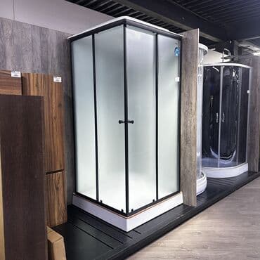 евро цепи: Душевая кабина Квадрат, Размер: 100 x 100 см, Высота поддона: 15 см,Покрытие: Прозрачный — 3