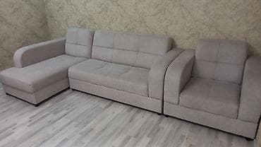 большой раскладной диван: Комплект мягкой мебели, цвет - Бежевый — 4