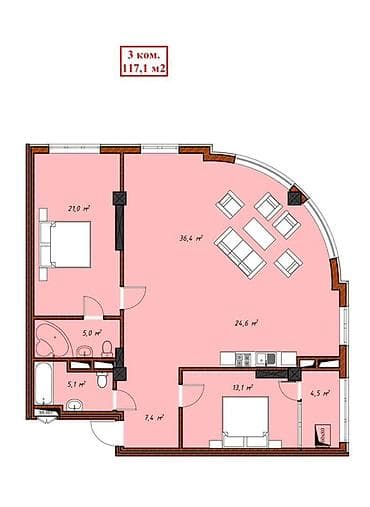 беловодский квартира продажа: 3 комнаты, 117 м², Элитка, 8 этаж, Готовая ПСО (под самоотделку) — 4