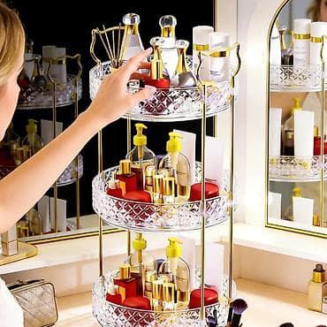 Большая Трёхъярусная косметическая этажерка с кристаллическим